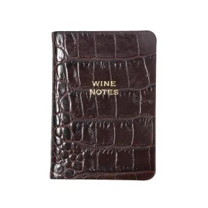 MINI LEATHER BOOK - GI - WINE NOTES - CROCODILE BROWN