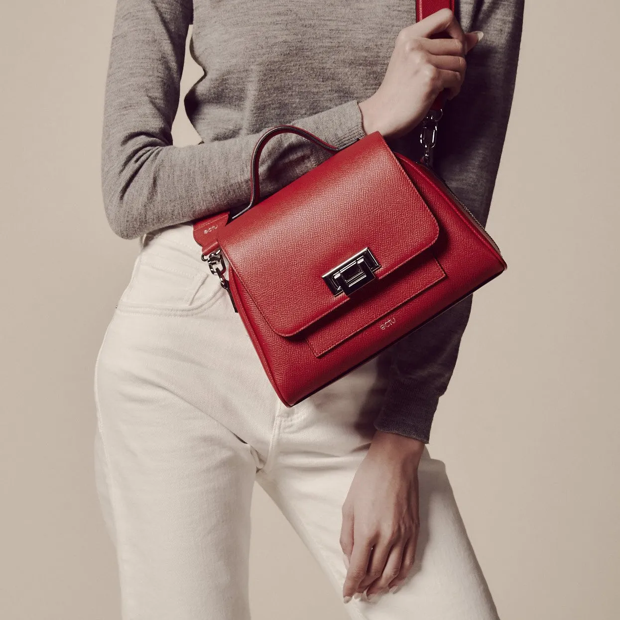 Mini Palermo Italian Leather Crossbody in Cranberry