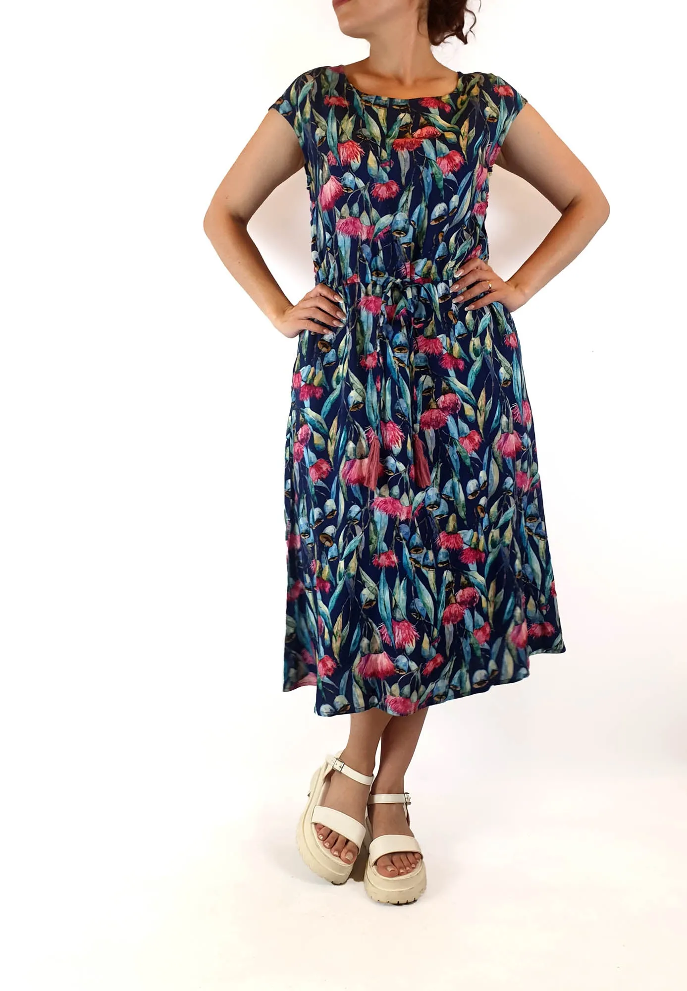 Miranda Murphy gumnut cap sleeve dress size S
