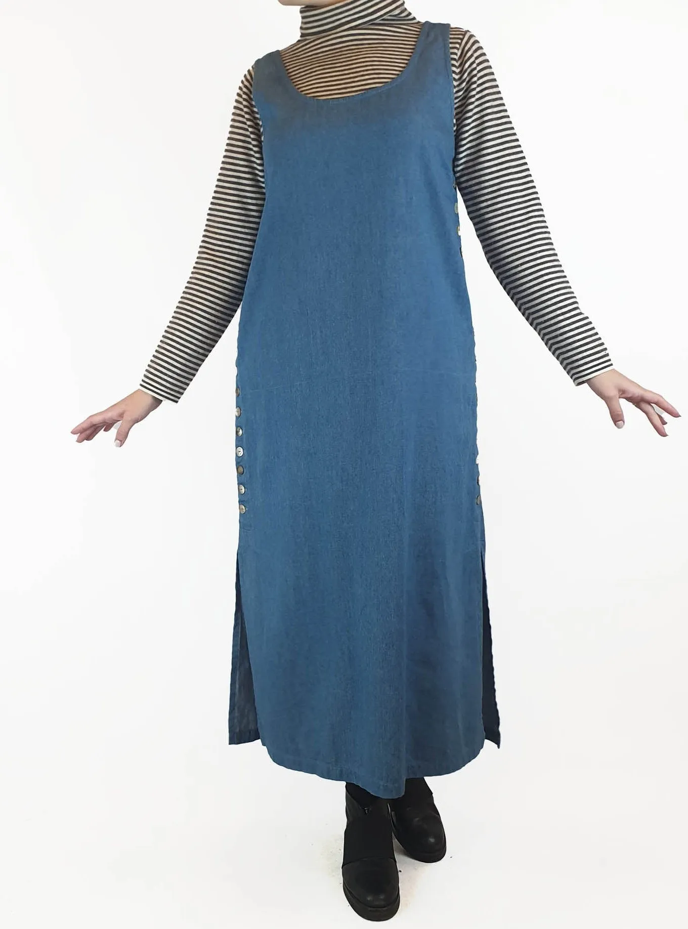 Mister Zimi sleeveless denim maxi dress with button detail size 10