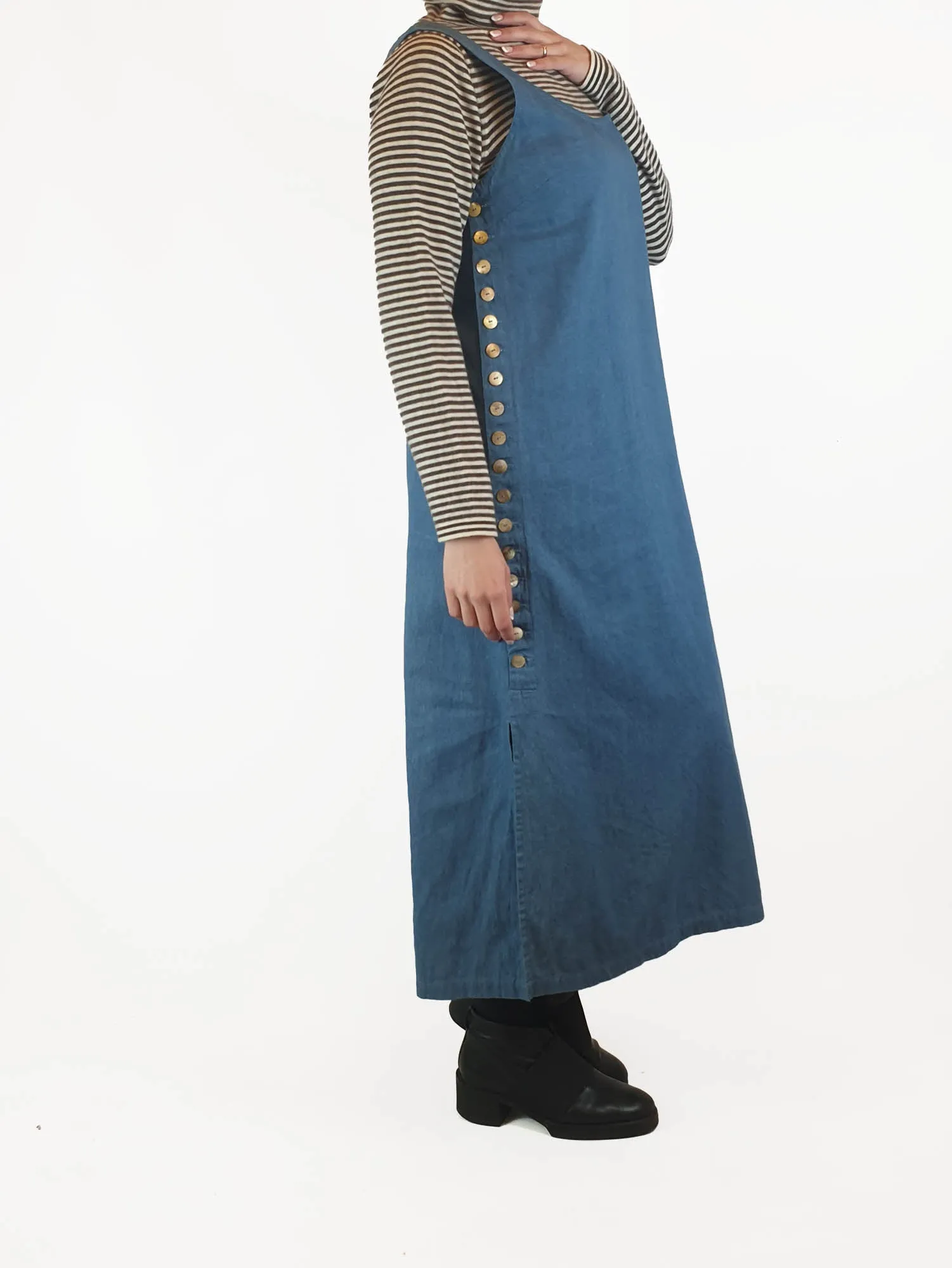Mister Zimi sleeveless denim maxi dress with button detail size 10