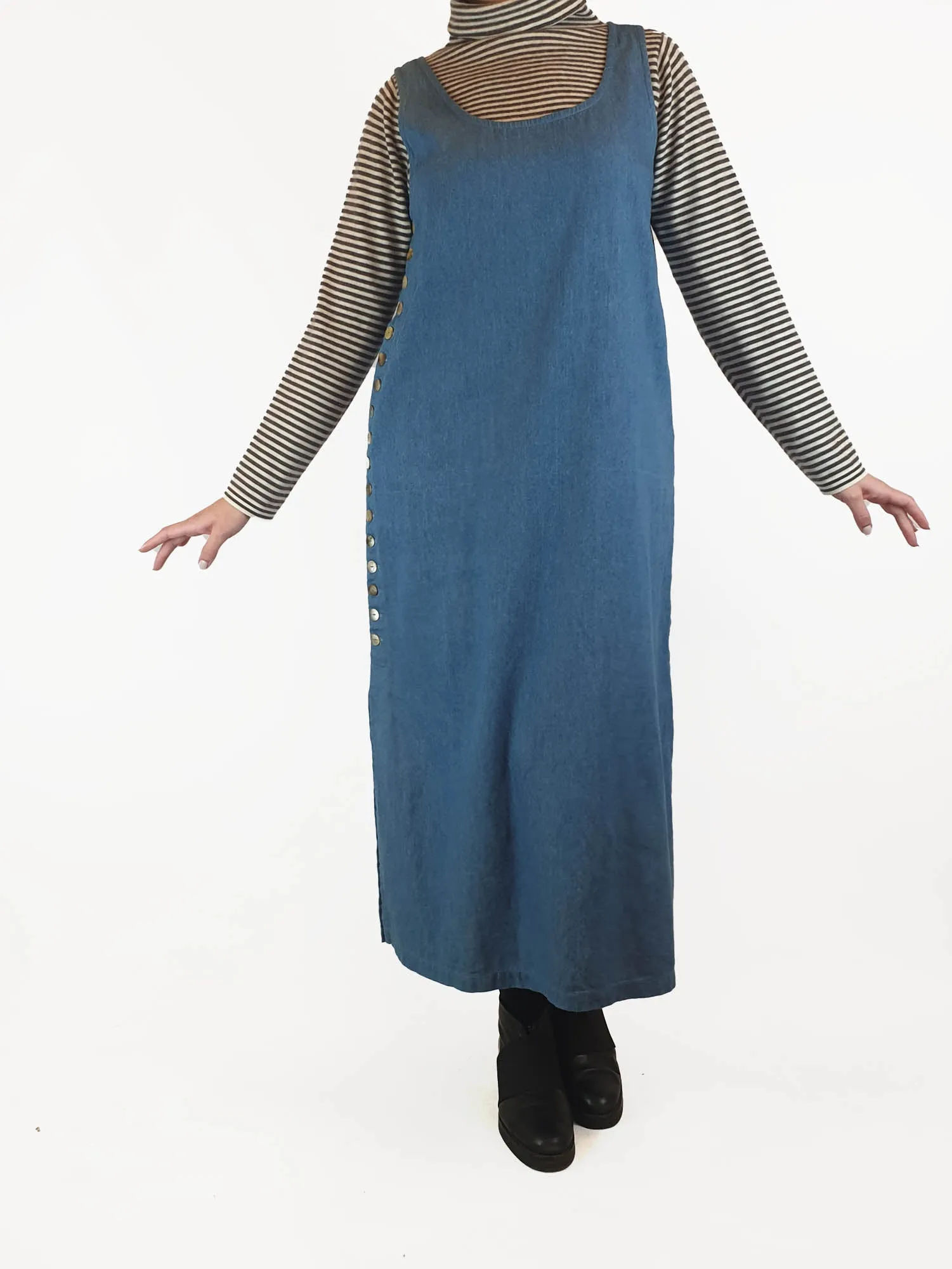 Mister Zimi sleeveless denim maxi dress with button detail size 10