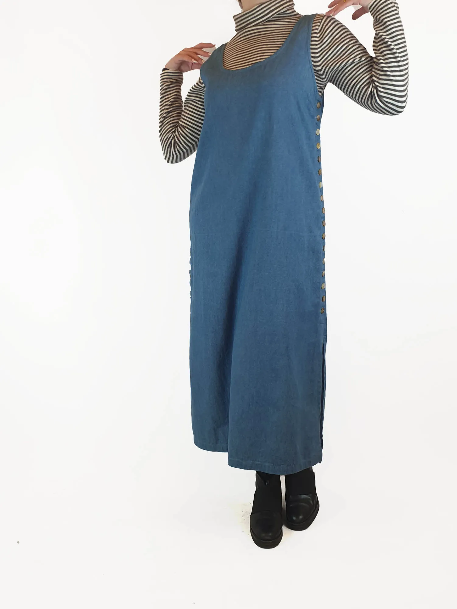 Mister Zimi sleeveless denim maxi dress with button detail size 10