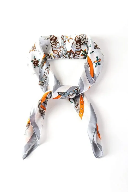 Mix Flower Printed Silky Square Scarf
