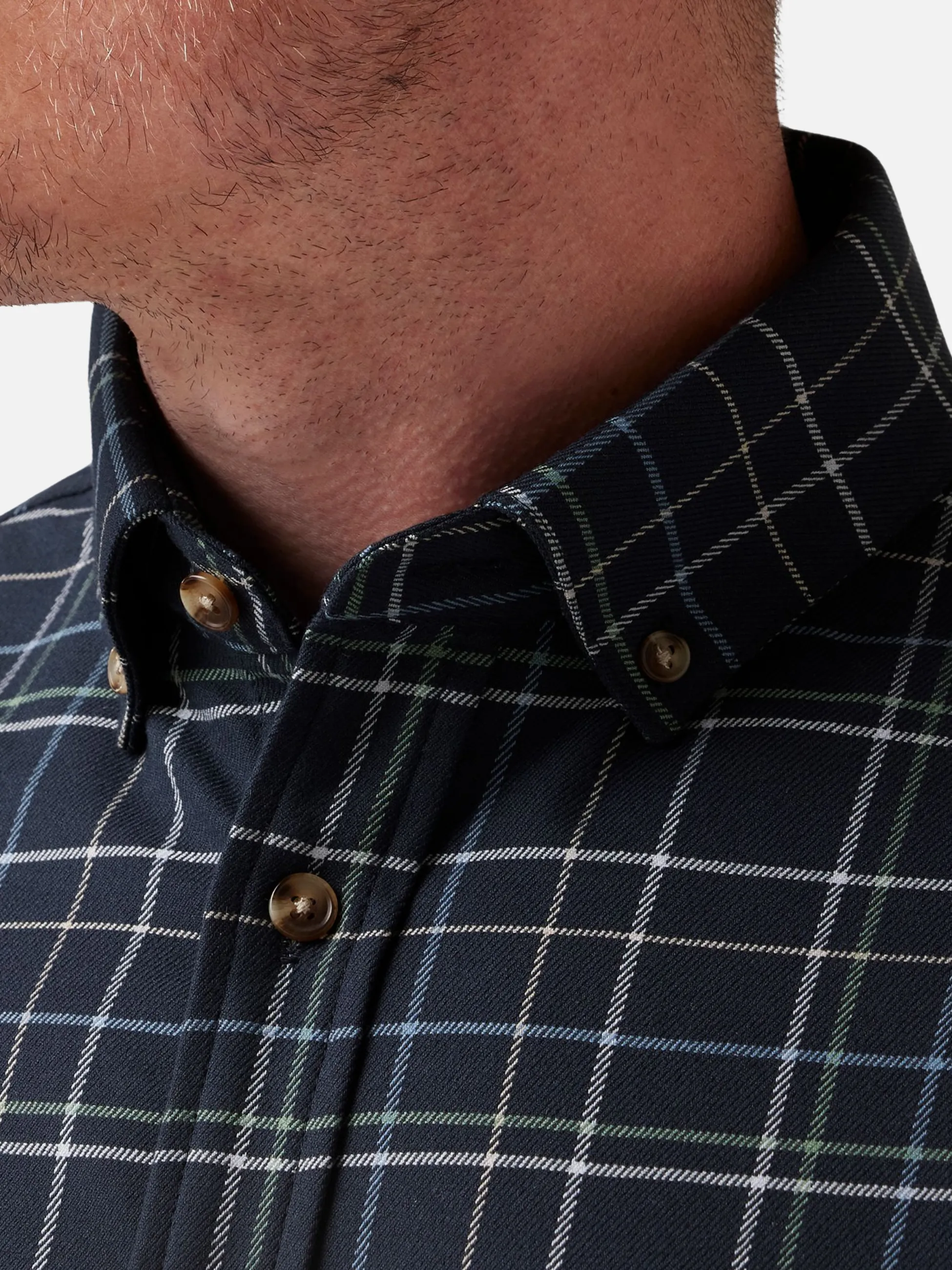 Mizzen   Main City Flannel - Navy Andrew Plaid