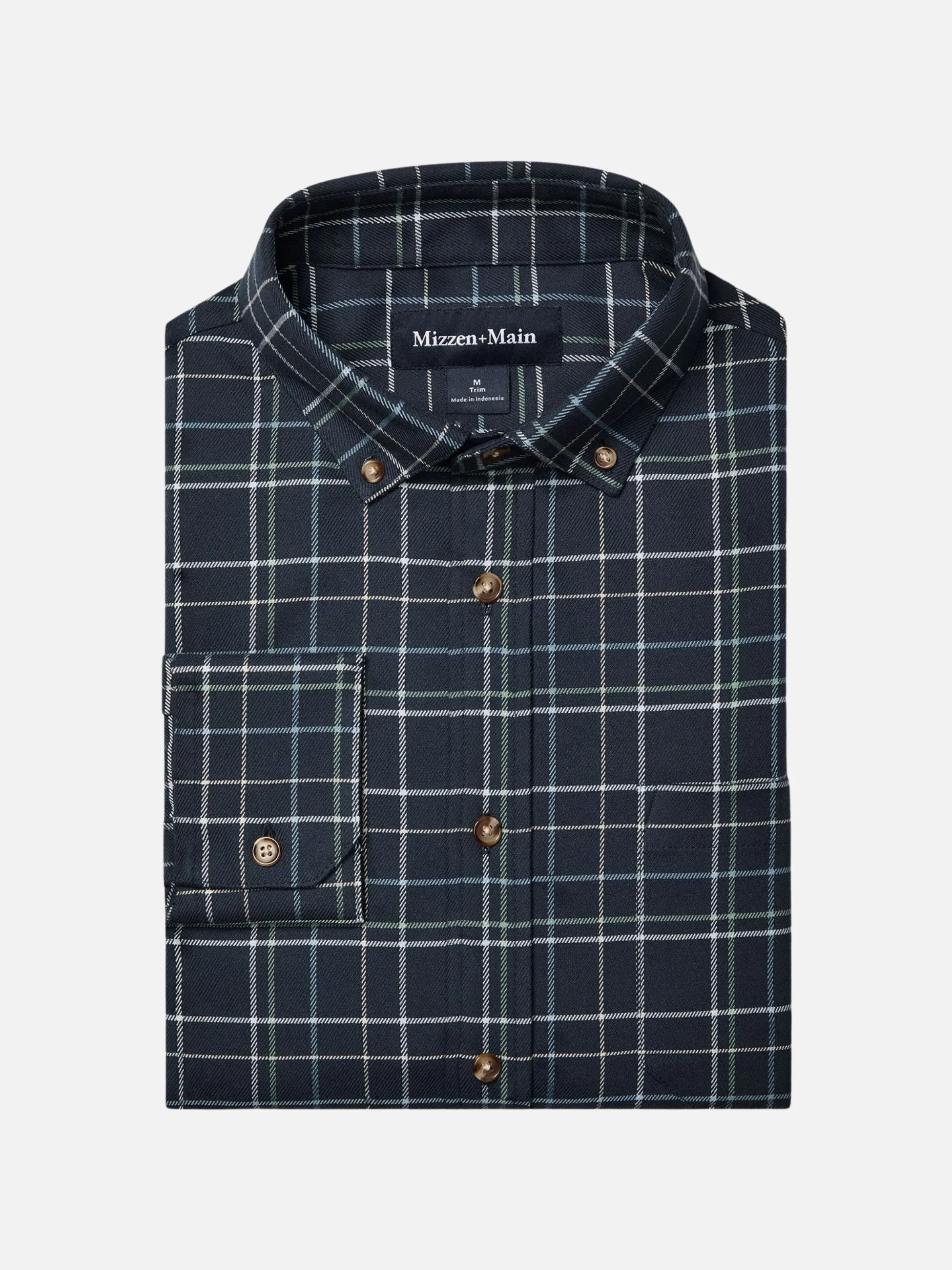 Mizzen   Main City Flannel - Navy Andrew Plaid