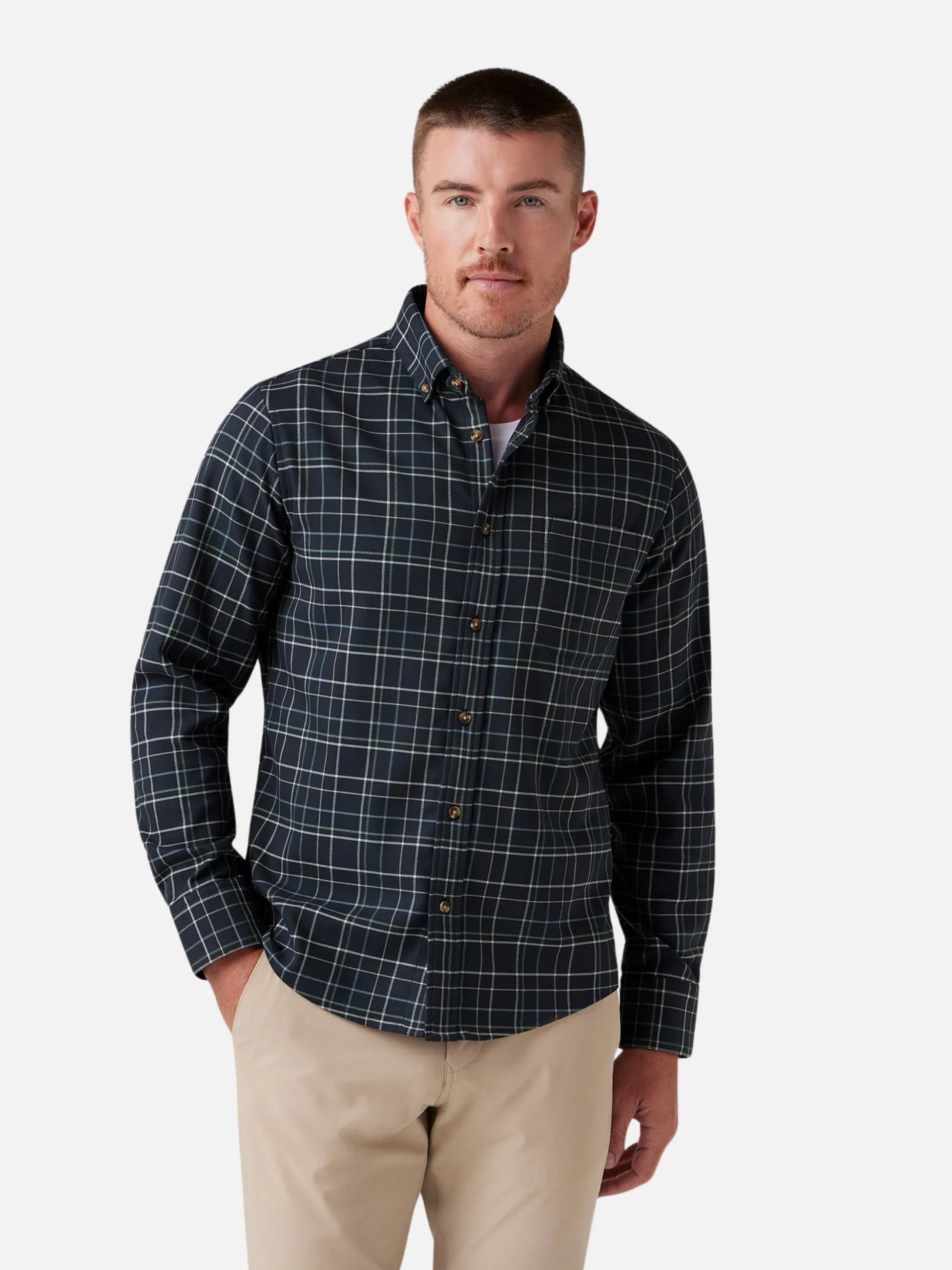 Mizzen   Main City Flannel - Navy Andrew Plaid
