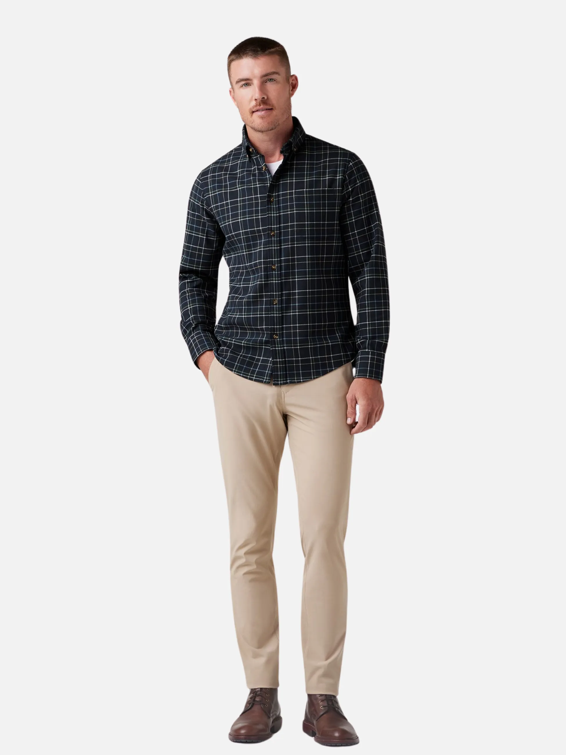 Mizzen   Main City Flannel - Navy Andrew Plaid