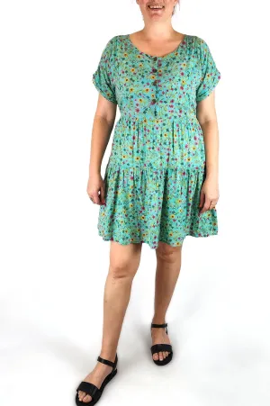 Mombasa Rose blue cotton dress size Large