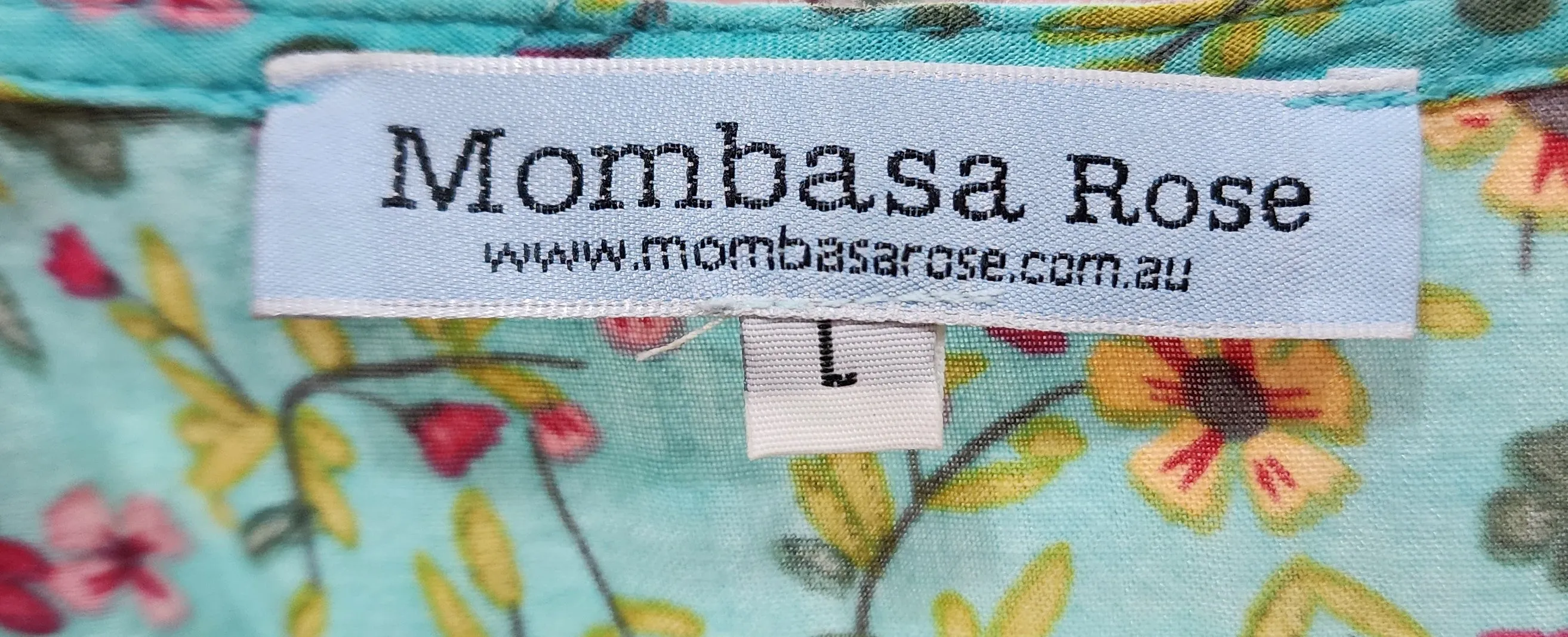 Mombasa Rose blue cotton dress size Large