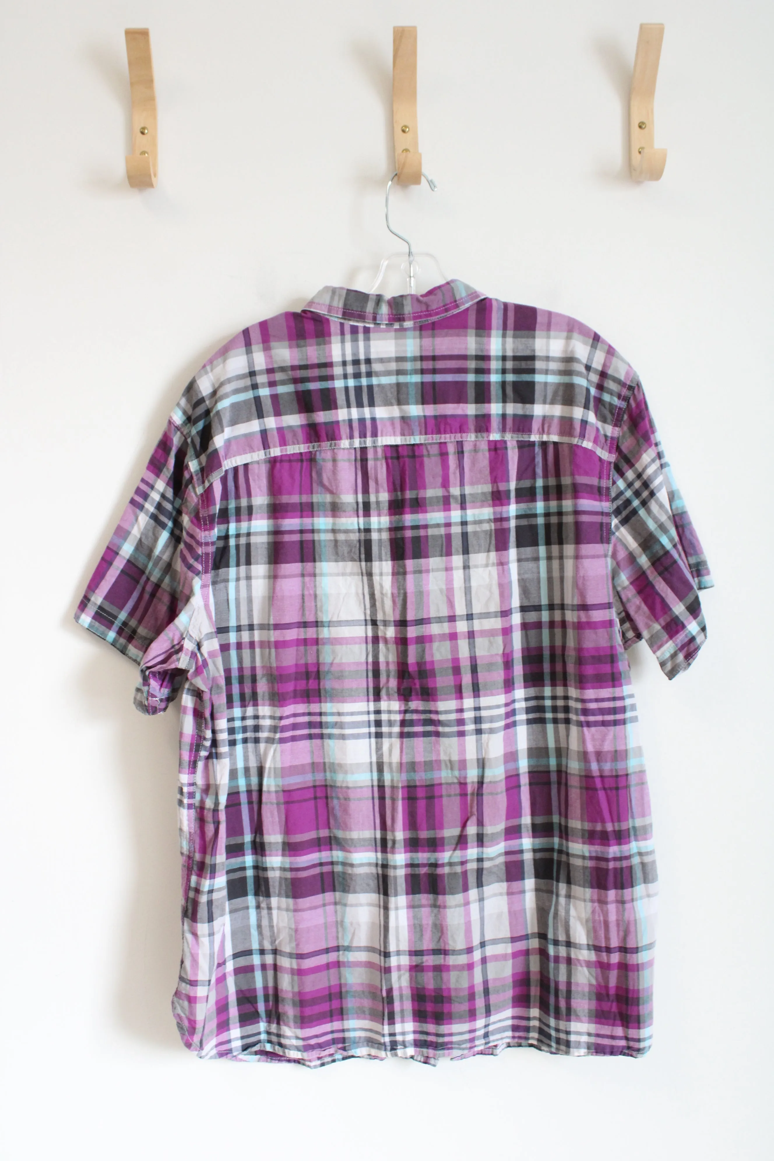 Mossimo Supply Co Purple Plaid Short Sleeve Shirt | XL