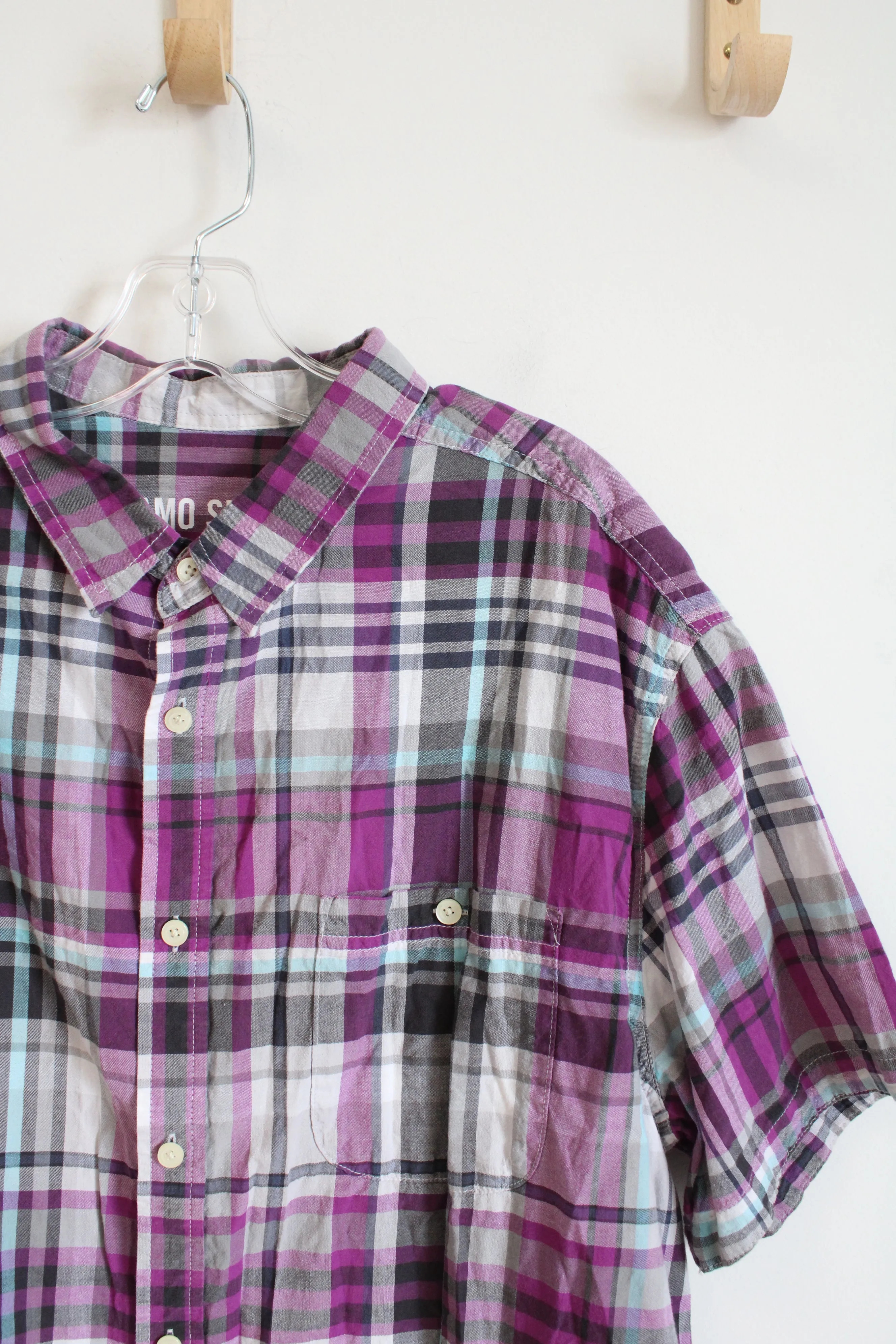 Mossimo Supply Co Purple Plaid Short Sleeve Shirt | XL