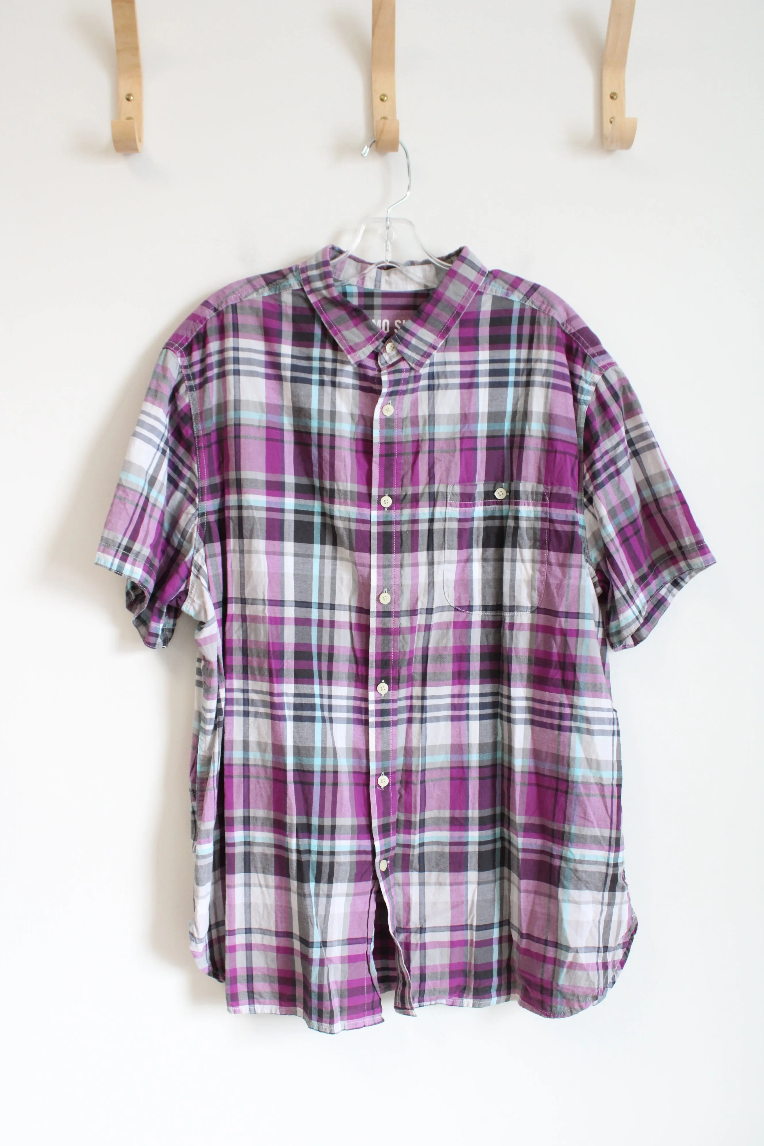Mossimo Supply Co Purple Plaid Short Sleeve Shirt | XL