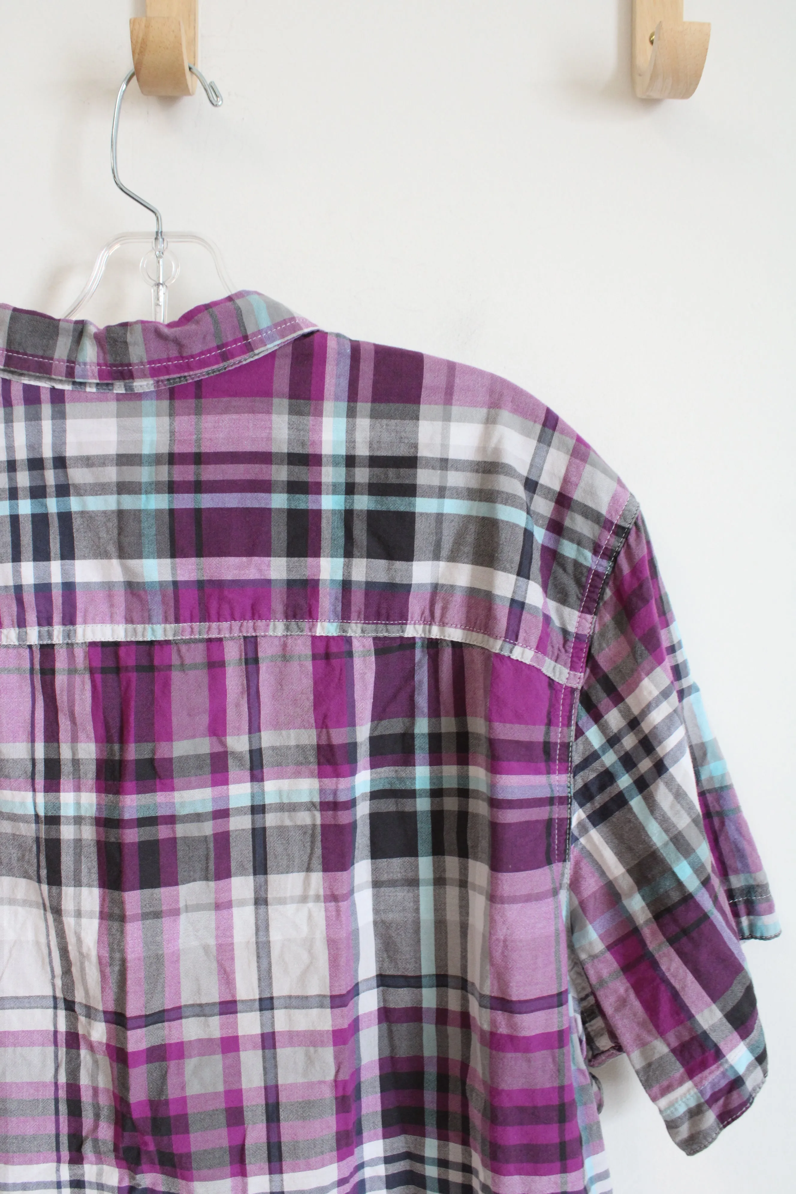 Mossimo Supply Co Purple Plaid Short Sleeve Shirt | XL