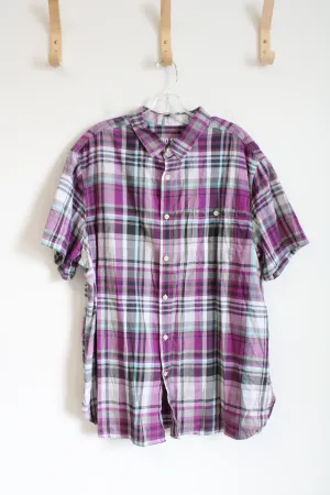 Mossimo Supply Co Purple Plaid Short Sleeve Shirt | XL