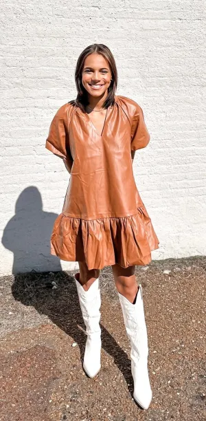 Moving Too Fast Faux Leather Dress