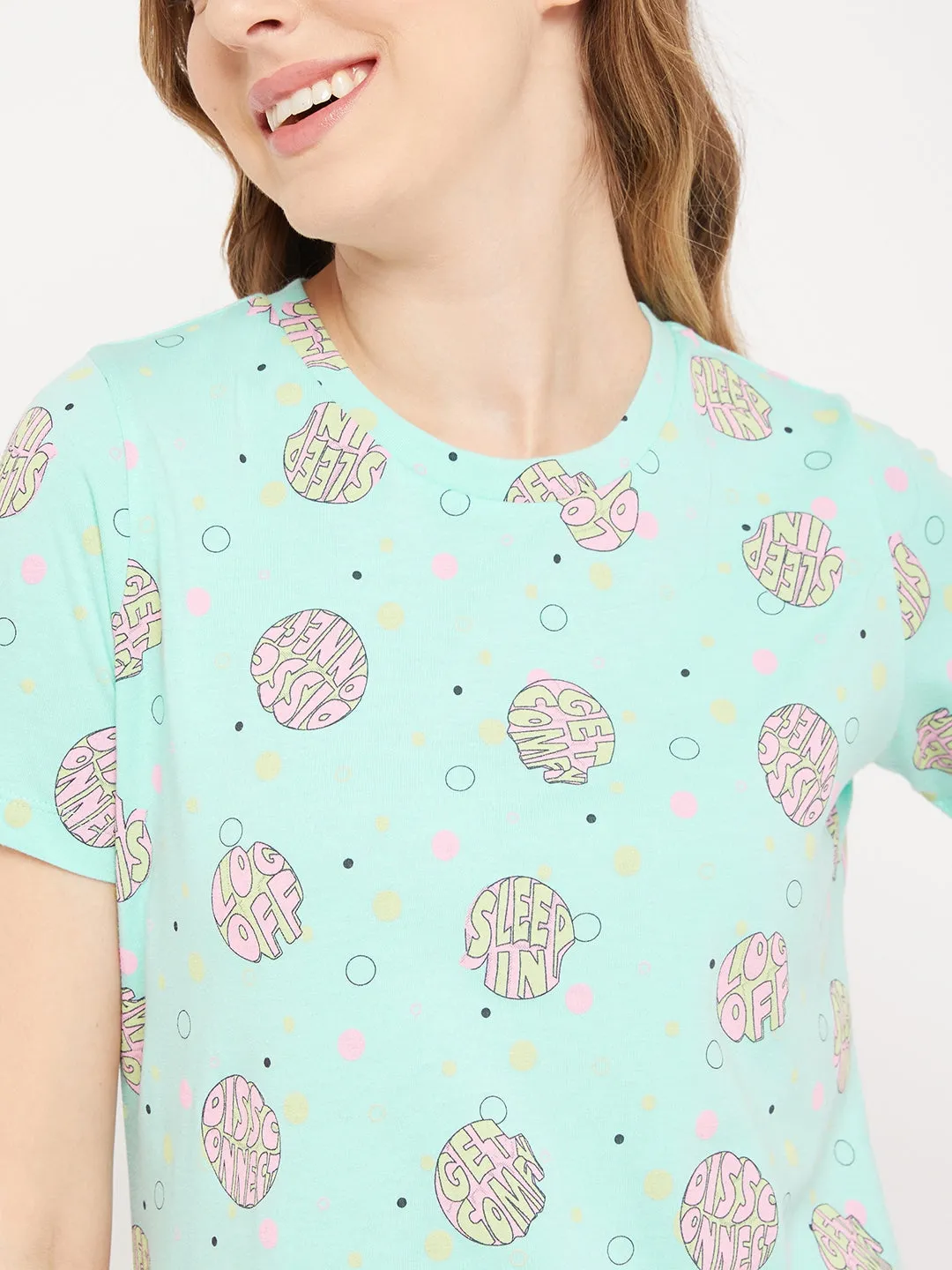 mSECRET Aqua Cotton 2 pc Cotton  Nightsuit