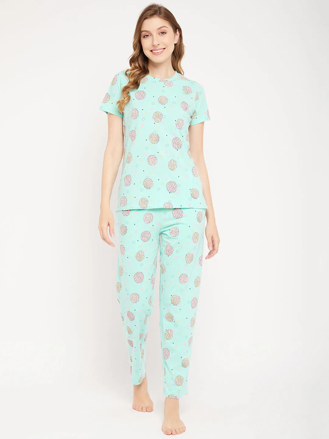 mSECRET Aqua Cotton 2 pc Cotton  Nightsuit