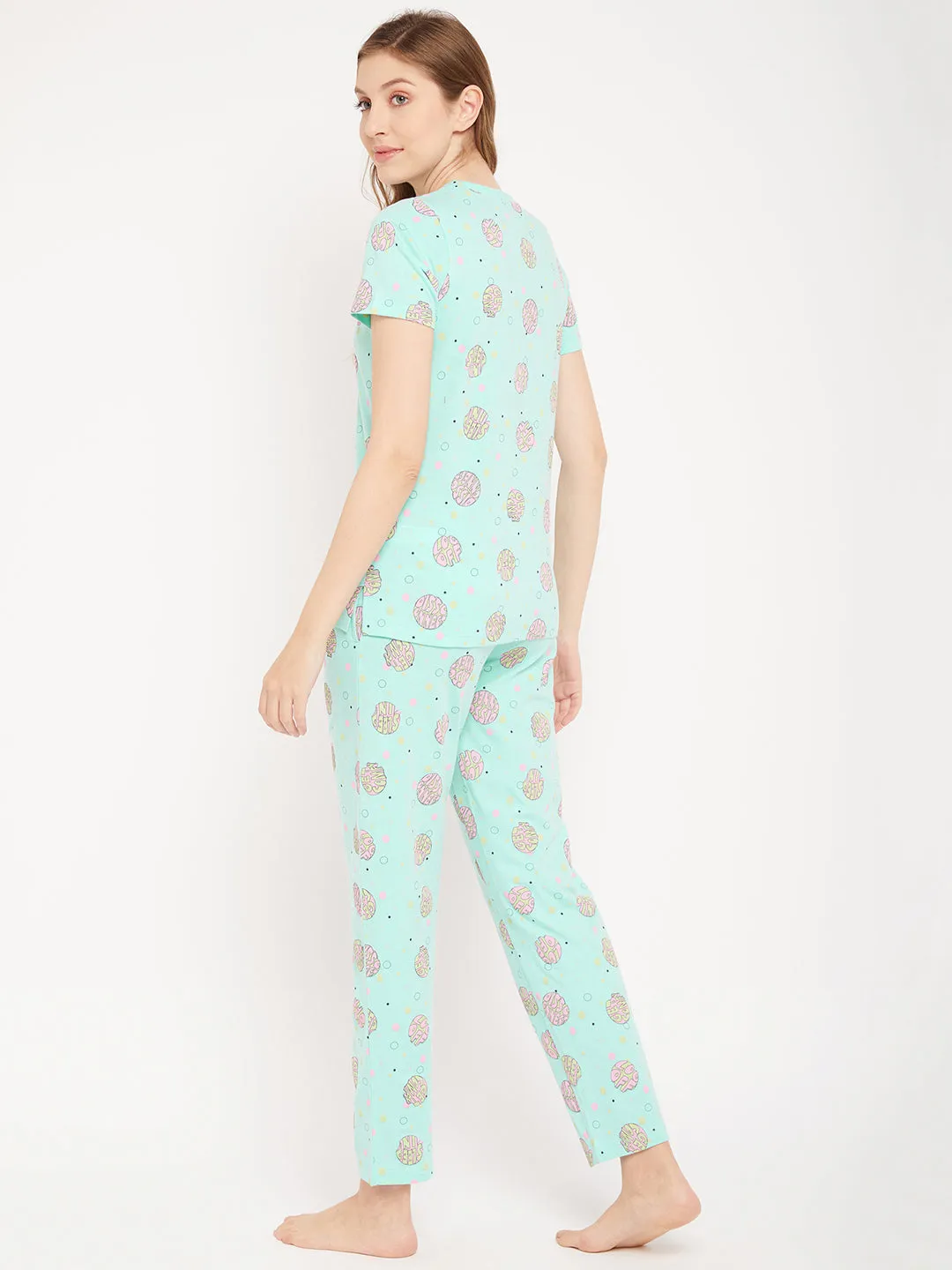 mSECRET Aqua Cotton 2 pc Cotton  Nightsuit
