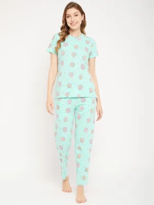 mSECRET Aqua Cotton 2 pc Cotton  Nightsuit