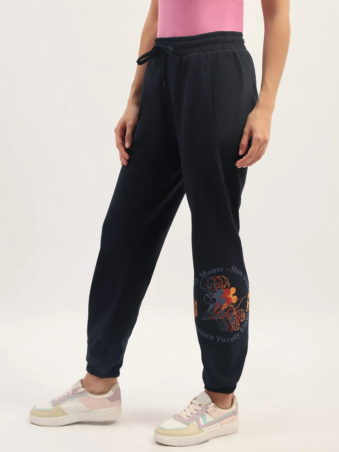mSECRET Printed Navy Cotton Track Bottom