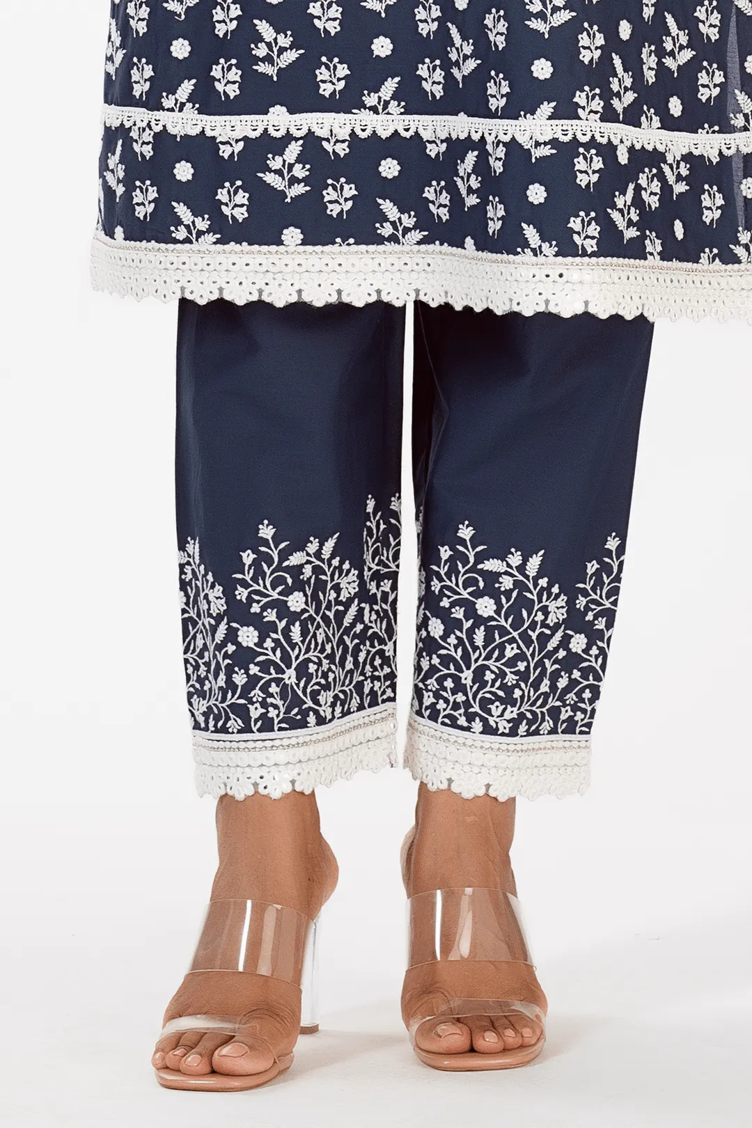 Mulmul Cotton Sierra Navy Kurta With Sierra Navy Pyajama