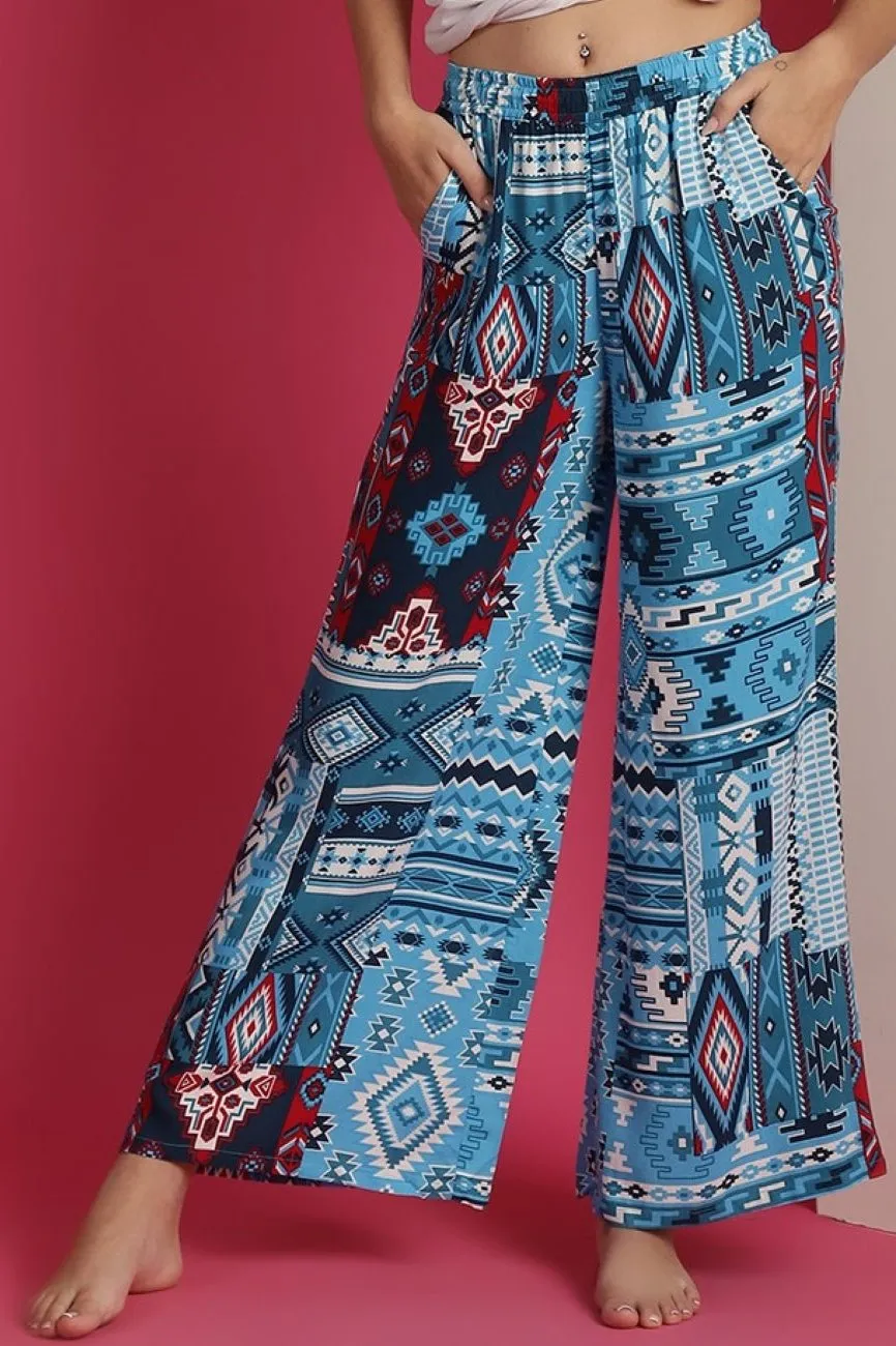 Multi Colour Geometric Printed Viscose Rayon Lounge Pants