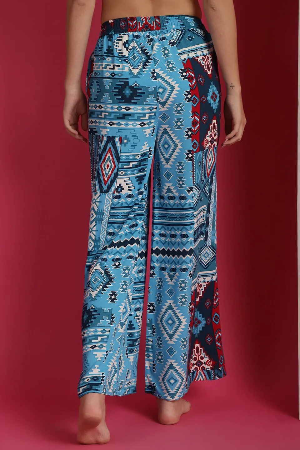 Multi Colour Geometric Printed Viscose Rayon Lounge Pants