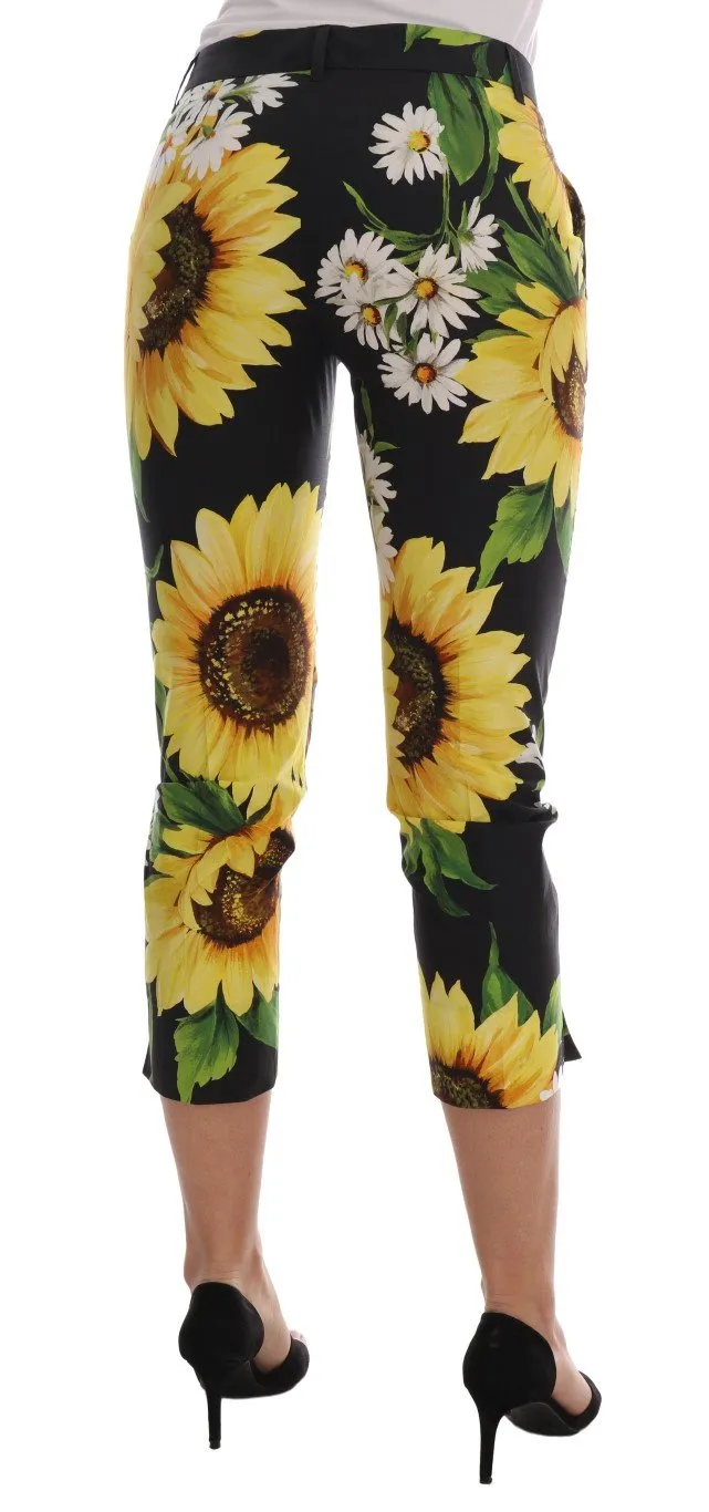 Multicolor Floral Print Cotton Capri Pants