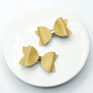 Mustard Chevron Micro Mini Bow