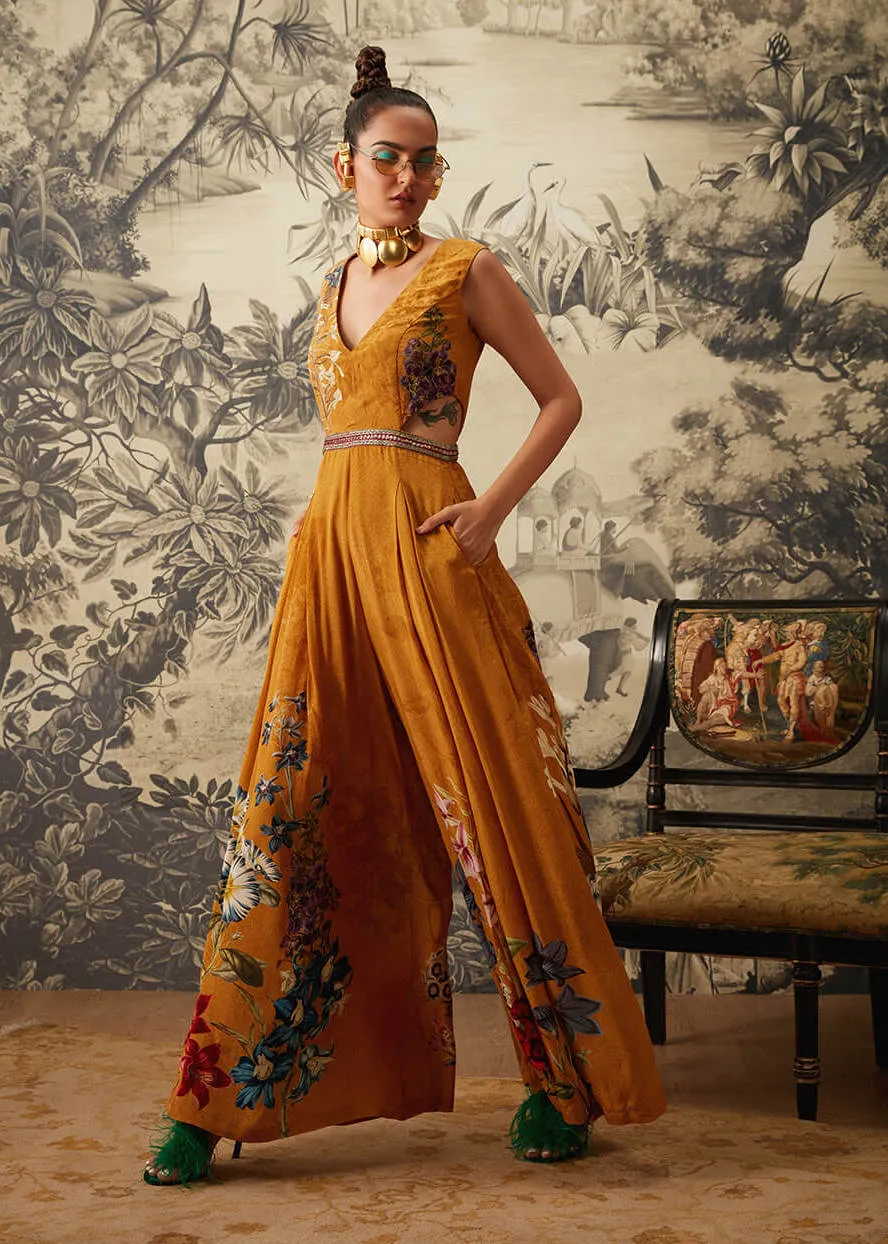Mustard printed jumpsuit