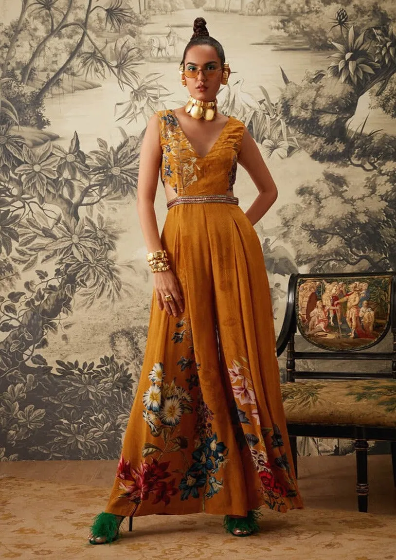 Mustard printed jumpsuit