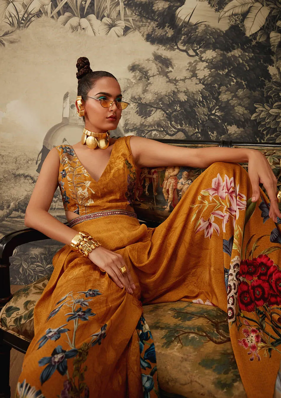 Mustard printed jumpsuit