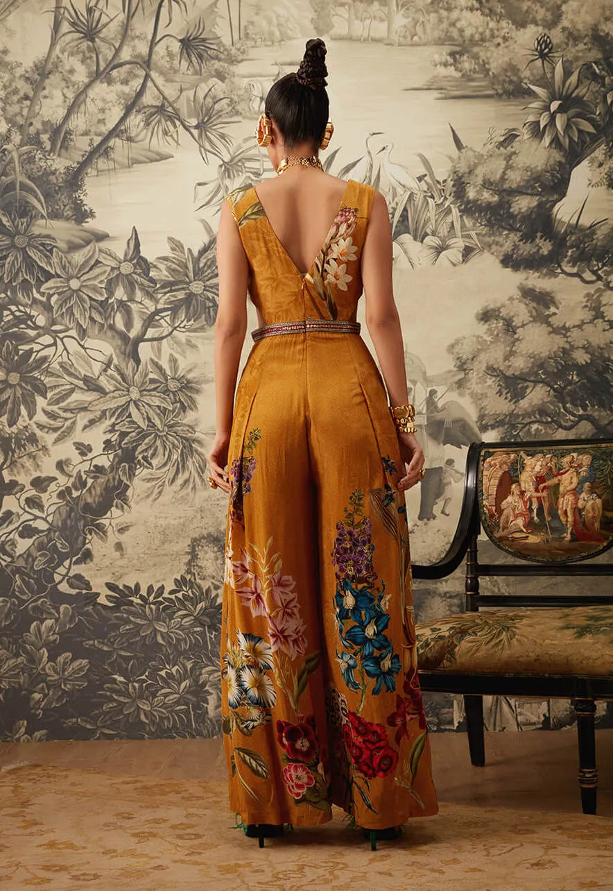 Mustard printed jumpsuit