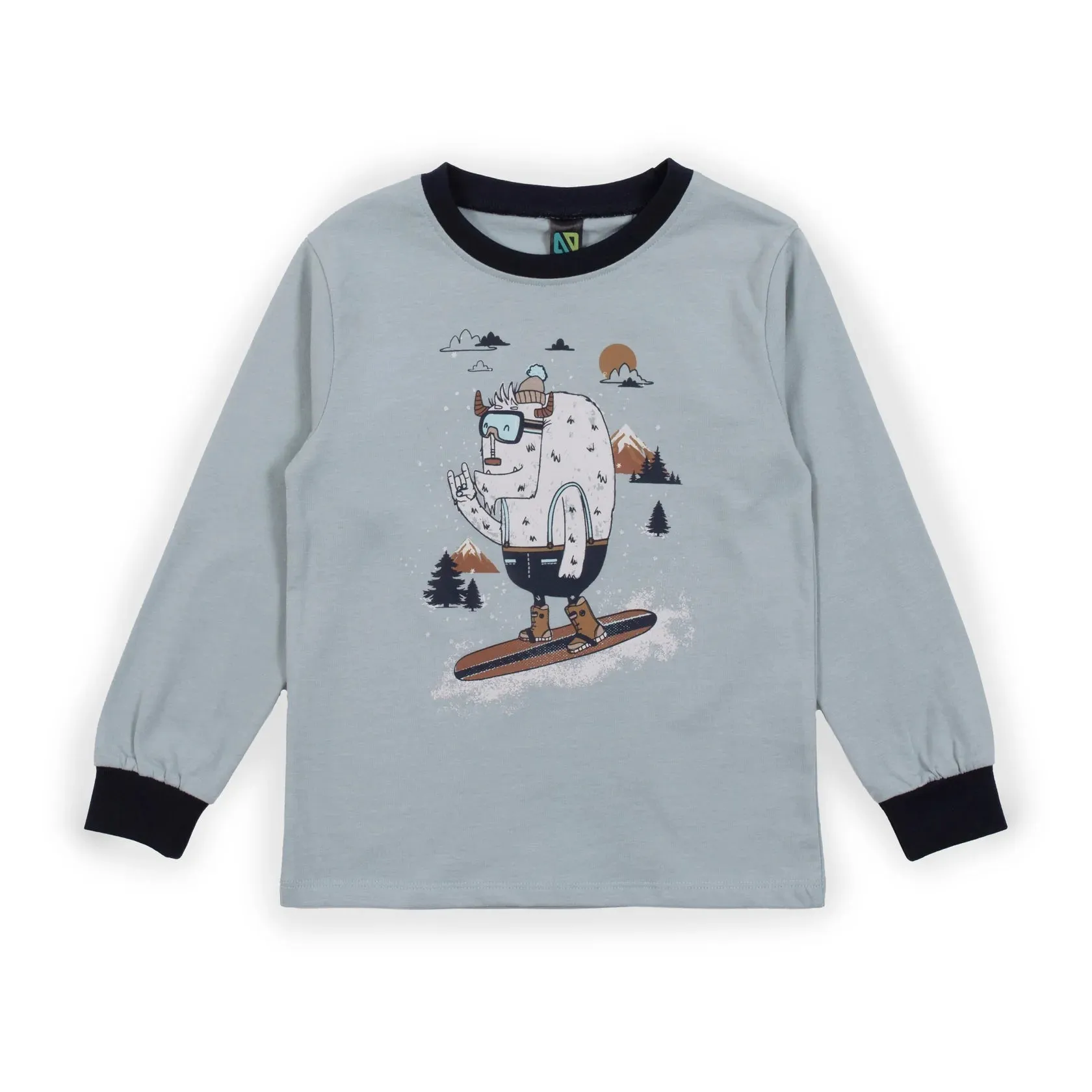 Nano Boys Pj’s in “Snowboarding Sasquatch” Graphic:  Size 2 to 12
