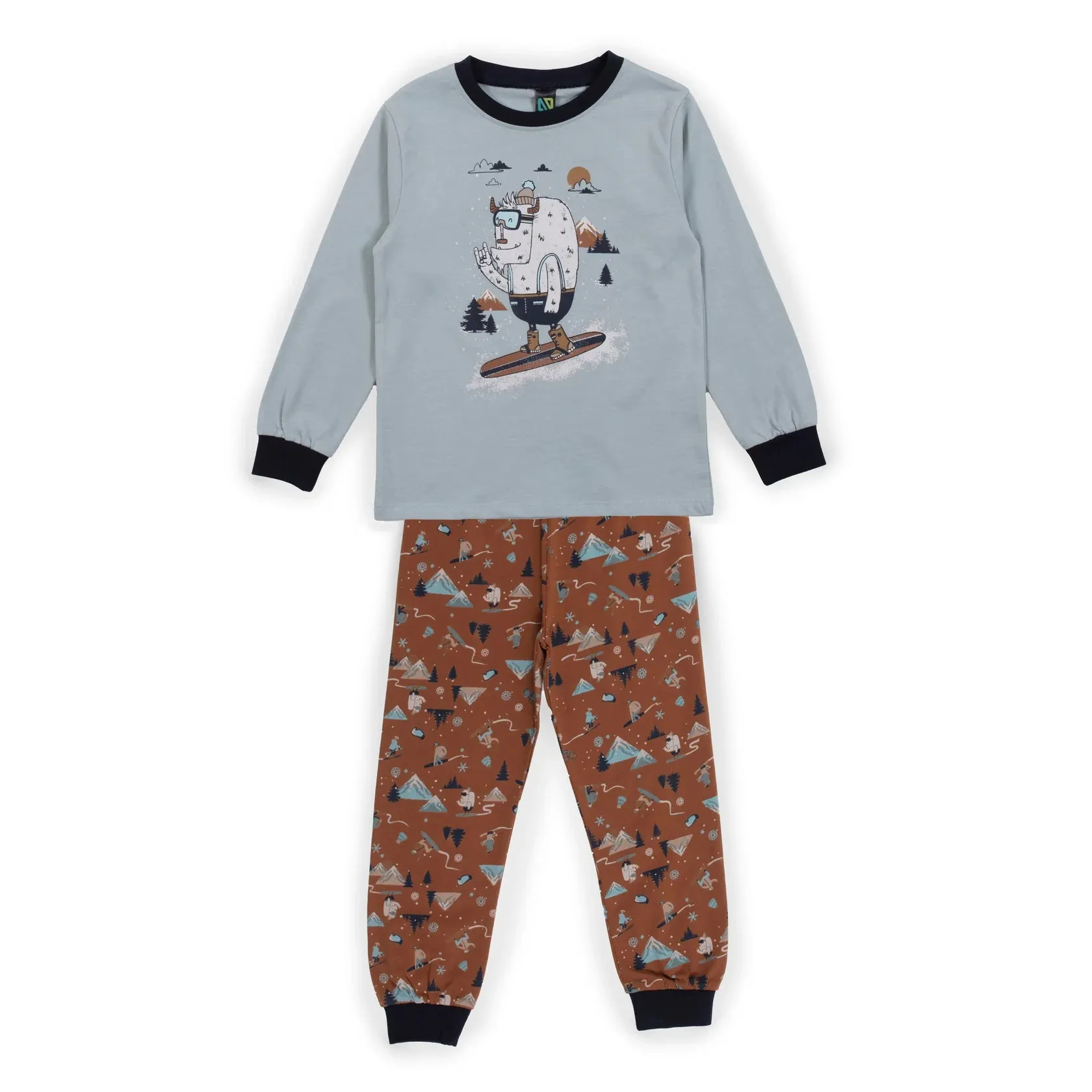 Nano Boys Pj’s in “Snowboarding Sasquatch” Graphic:  Size 2 to 12