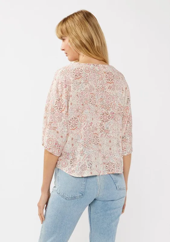 Natural & Dusty Pink Tie Top