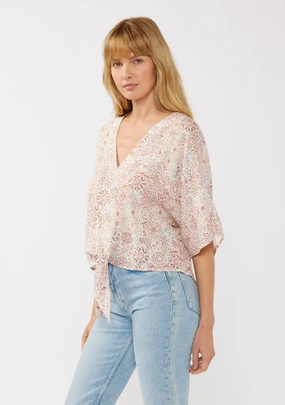 Natural & Dusty Pink Tie Top