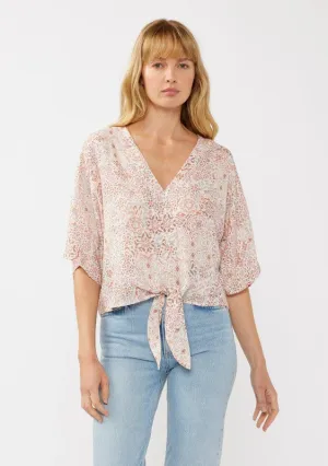 Natural & Dusty Pink Tie Top