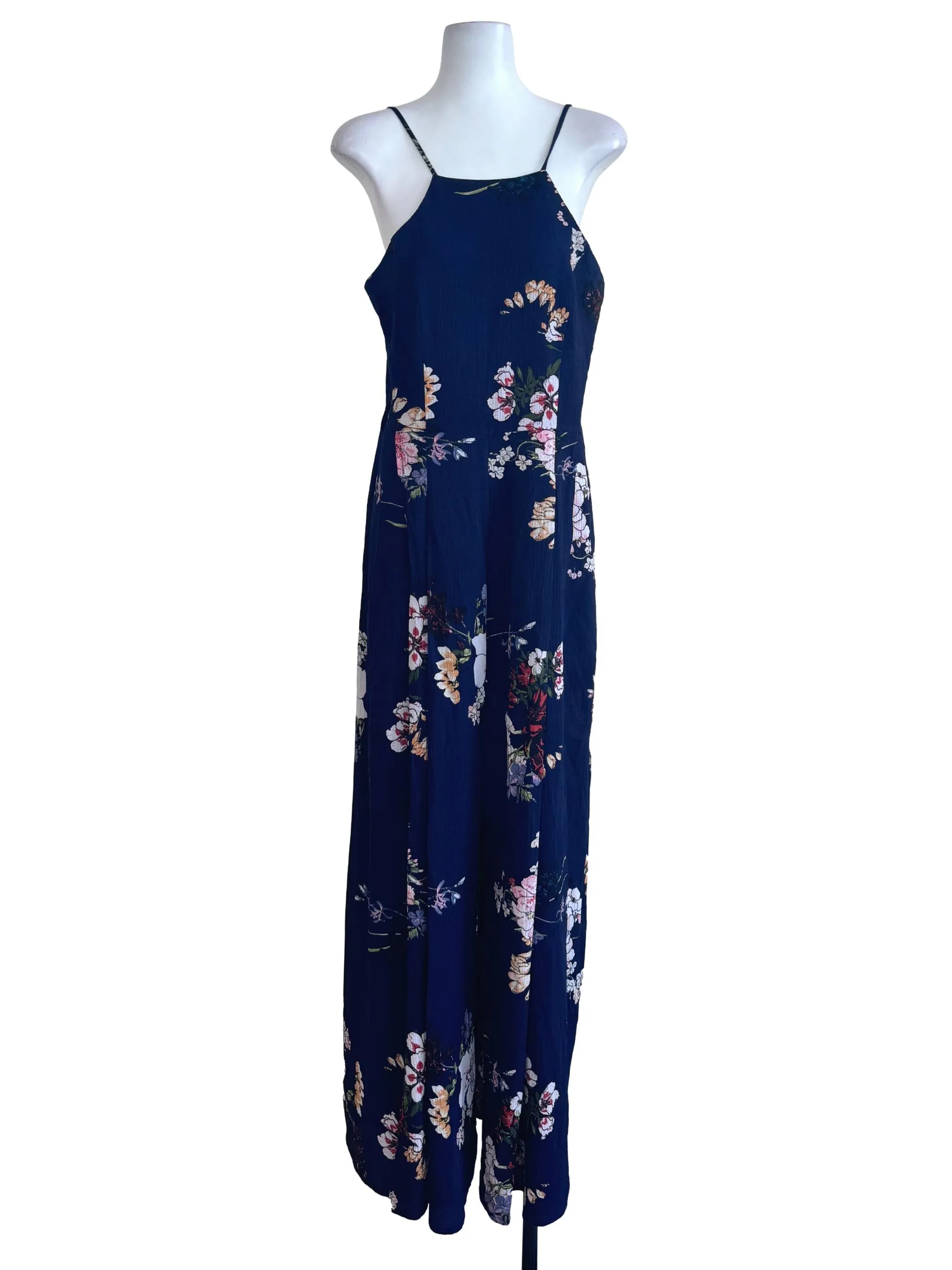 Navy Blue Floral Jumpsuits