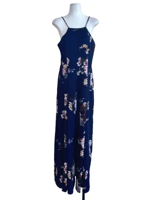 Navy Blue Floral Jumpsuits