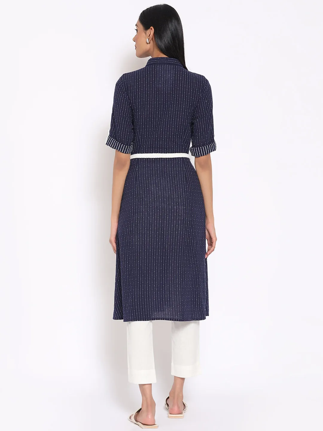 Navy Blue Printed kurta & Trousers Set