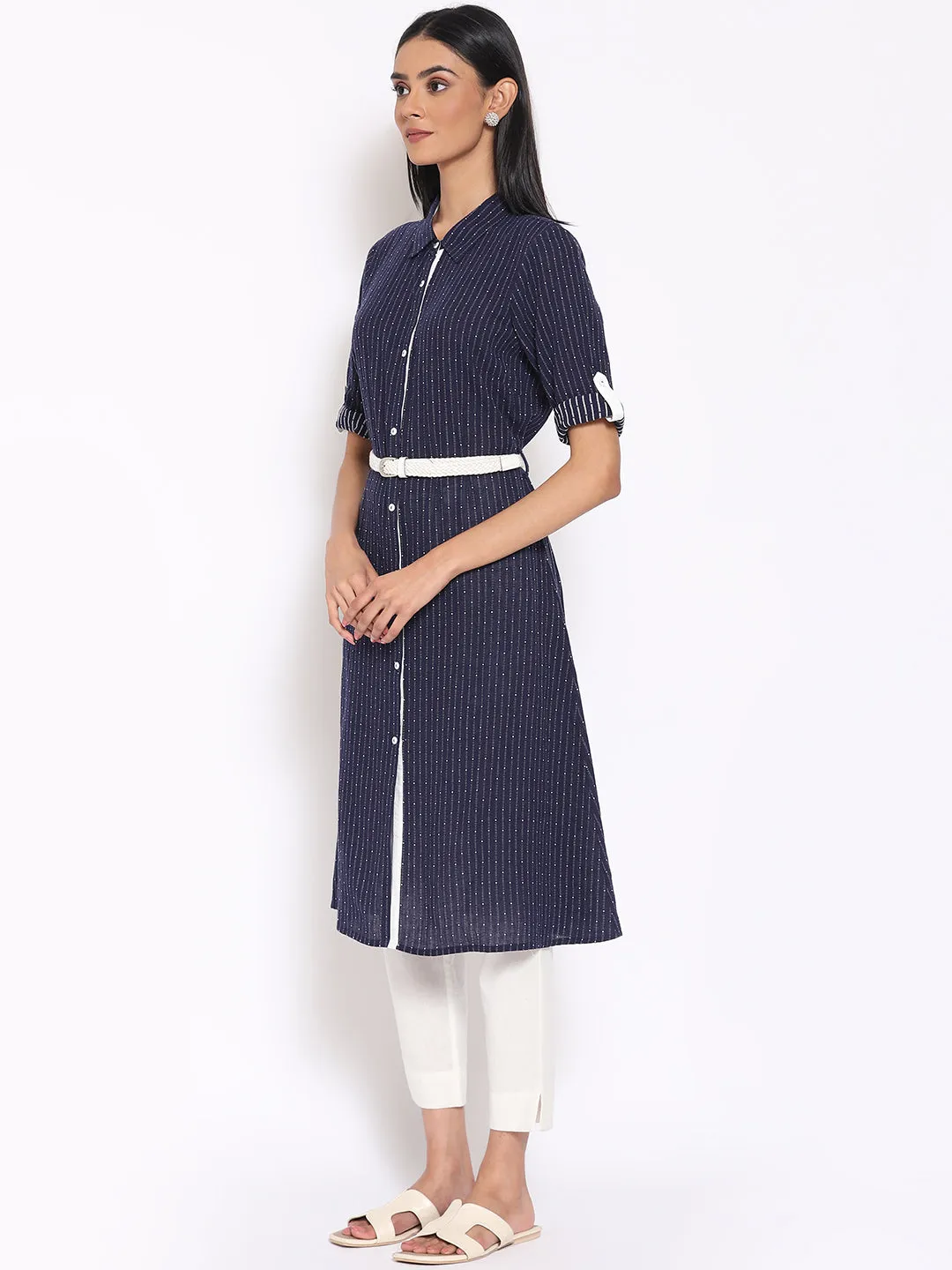 Navy Blue Printed kurta & Trousers Set