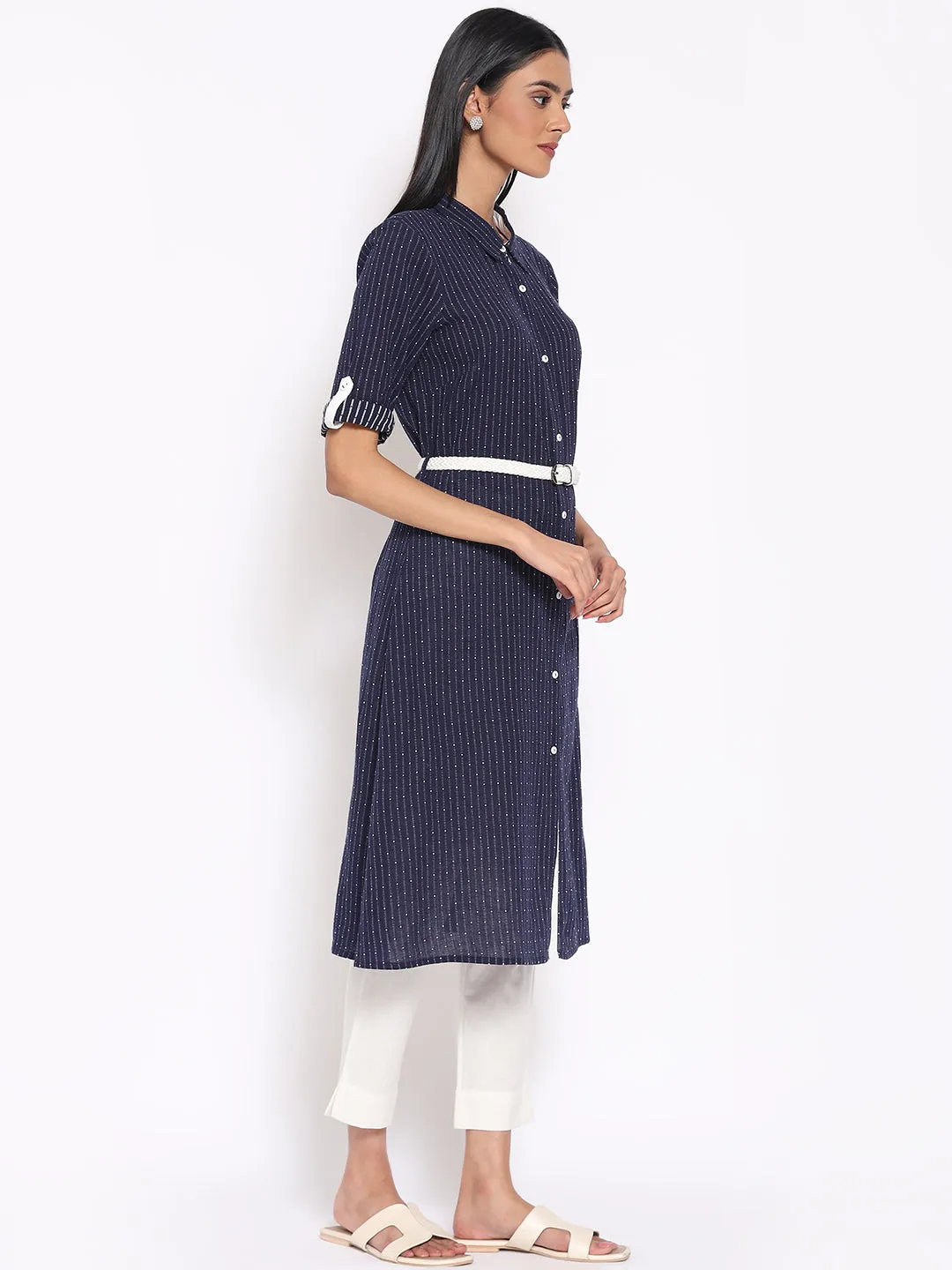 Navy Blue Printed kurta & Trousers Set