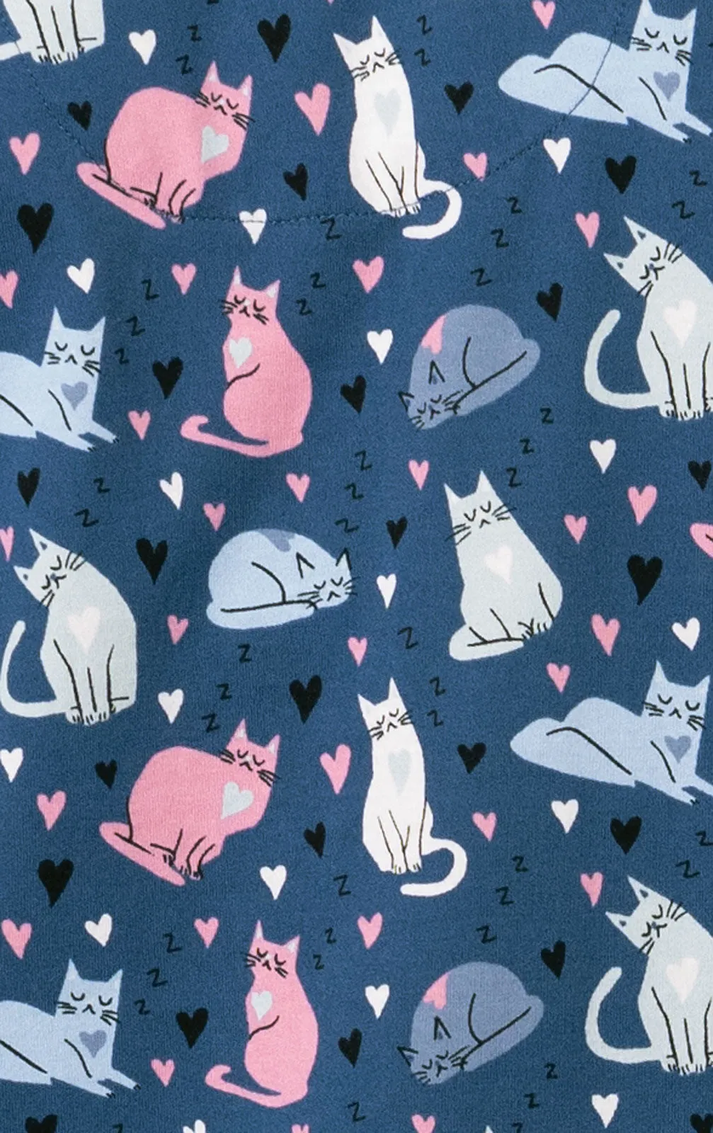 Navy Cat Short Sleeve Button-Front Capri Pajamas