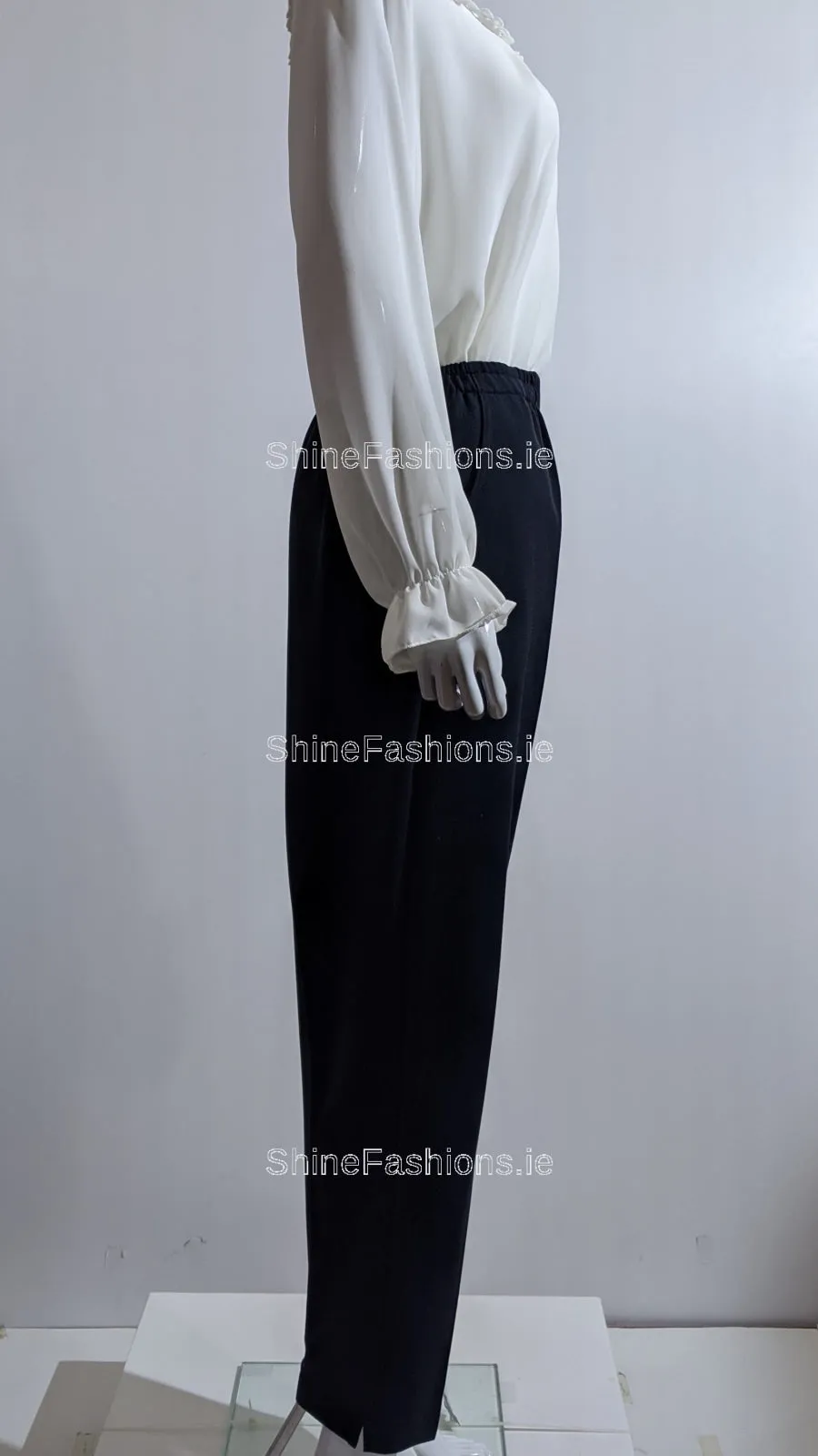 Navy Fully Elasticated Waist Straight Leg Trouser