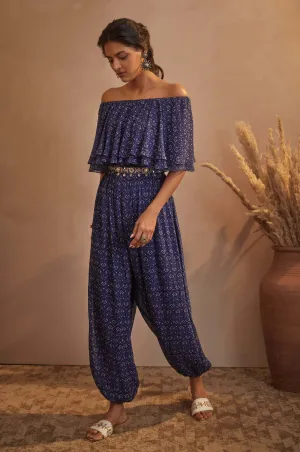Navy Off-shoulder Jumpsuit