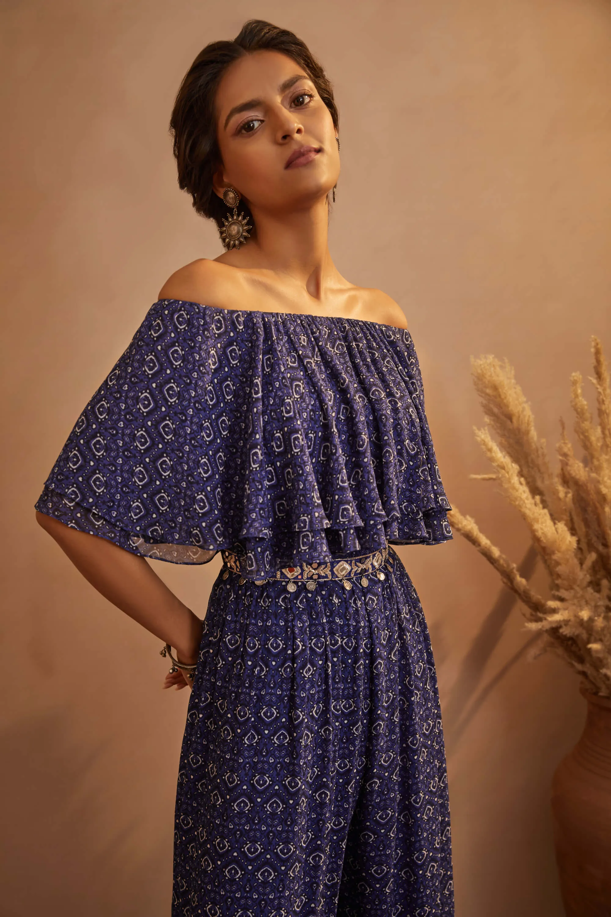 Navy Off-shoulder Jumpsuit
