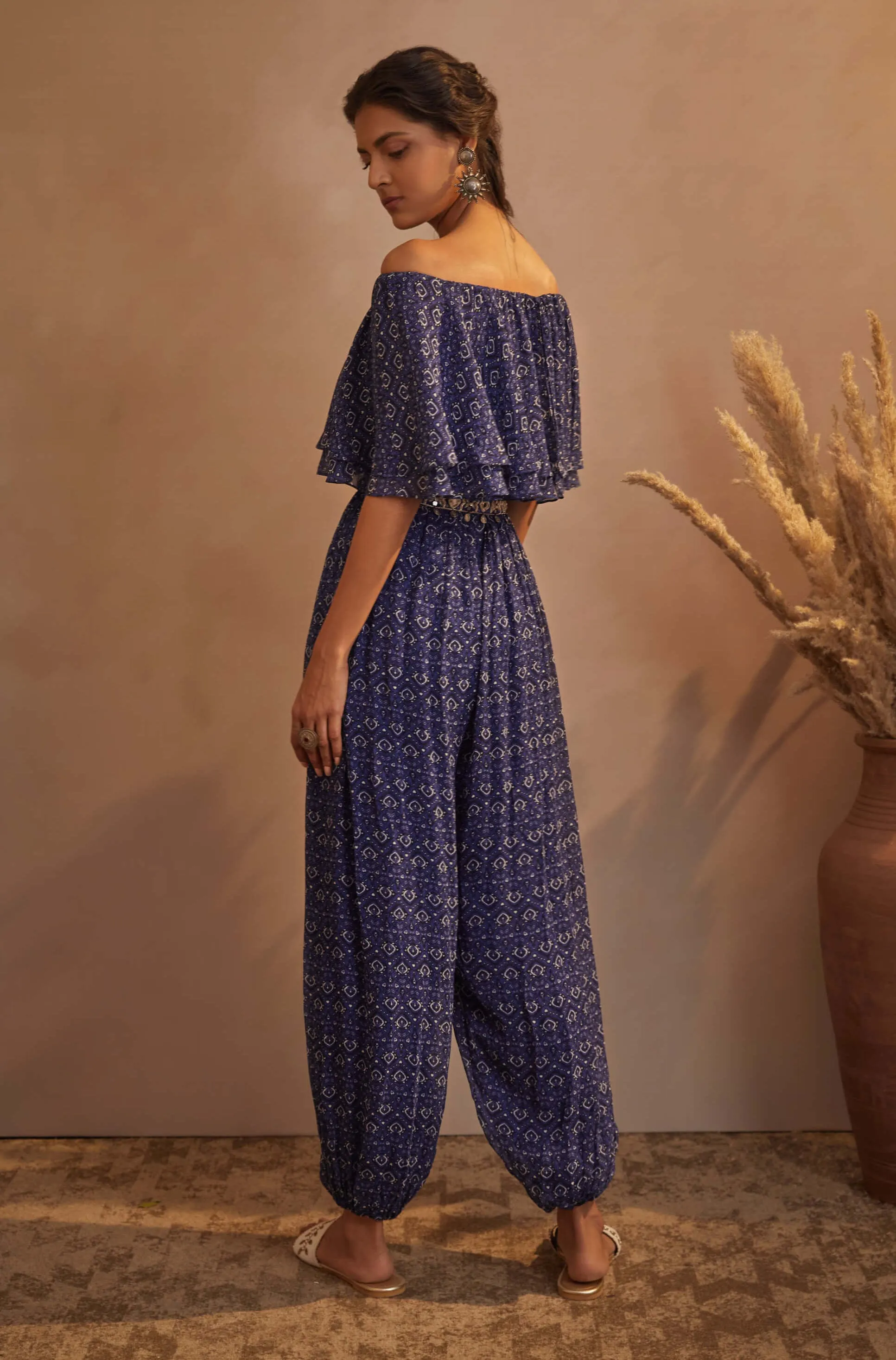 Navy Off-shoulder Jumpsuit