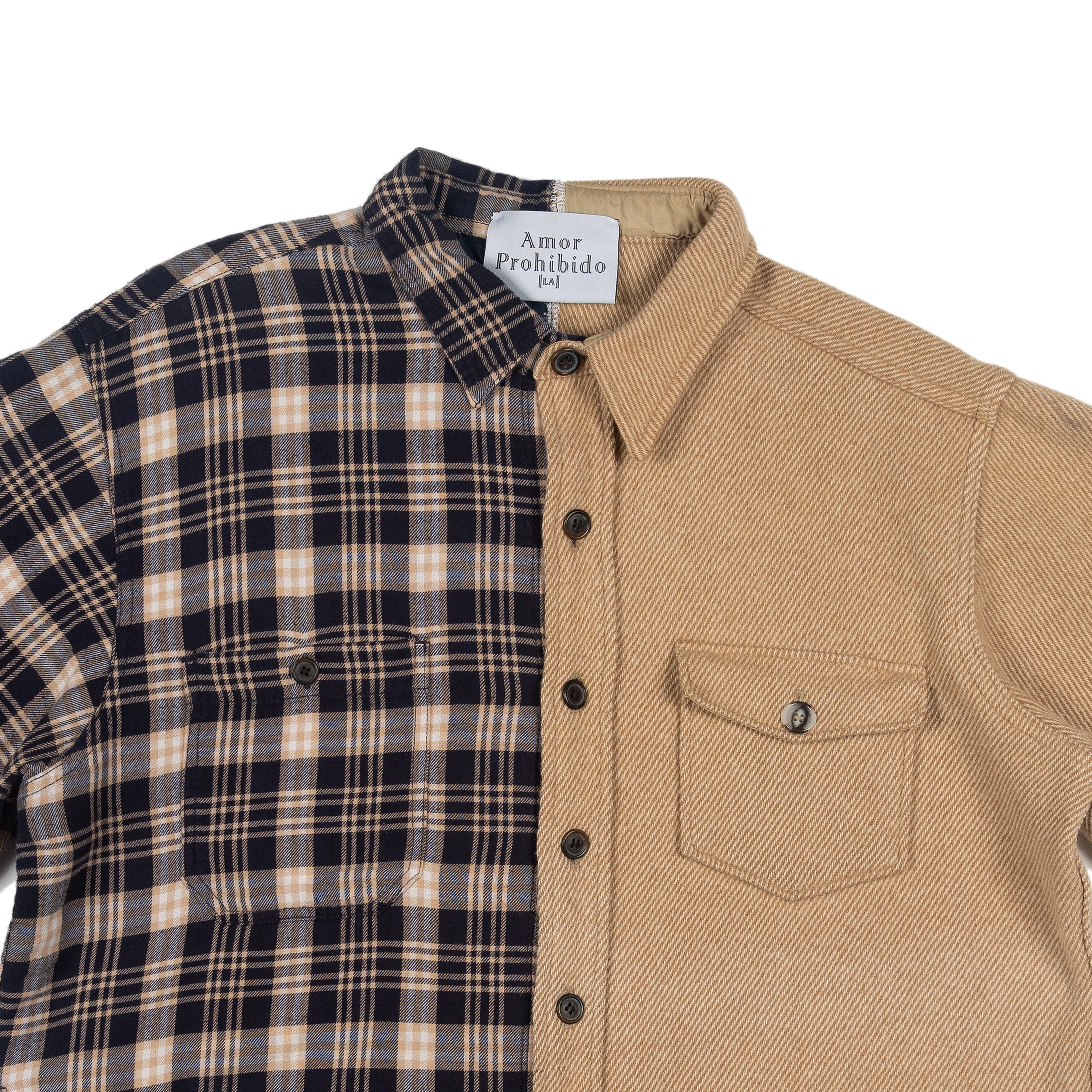 Navy Plaid & Tan Split Flannel